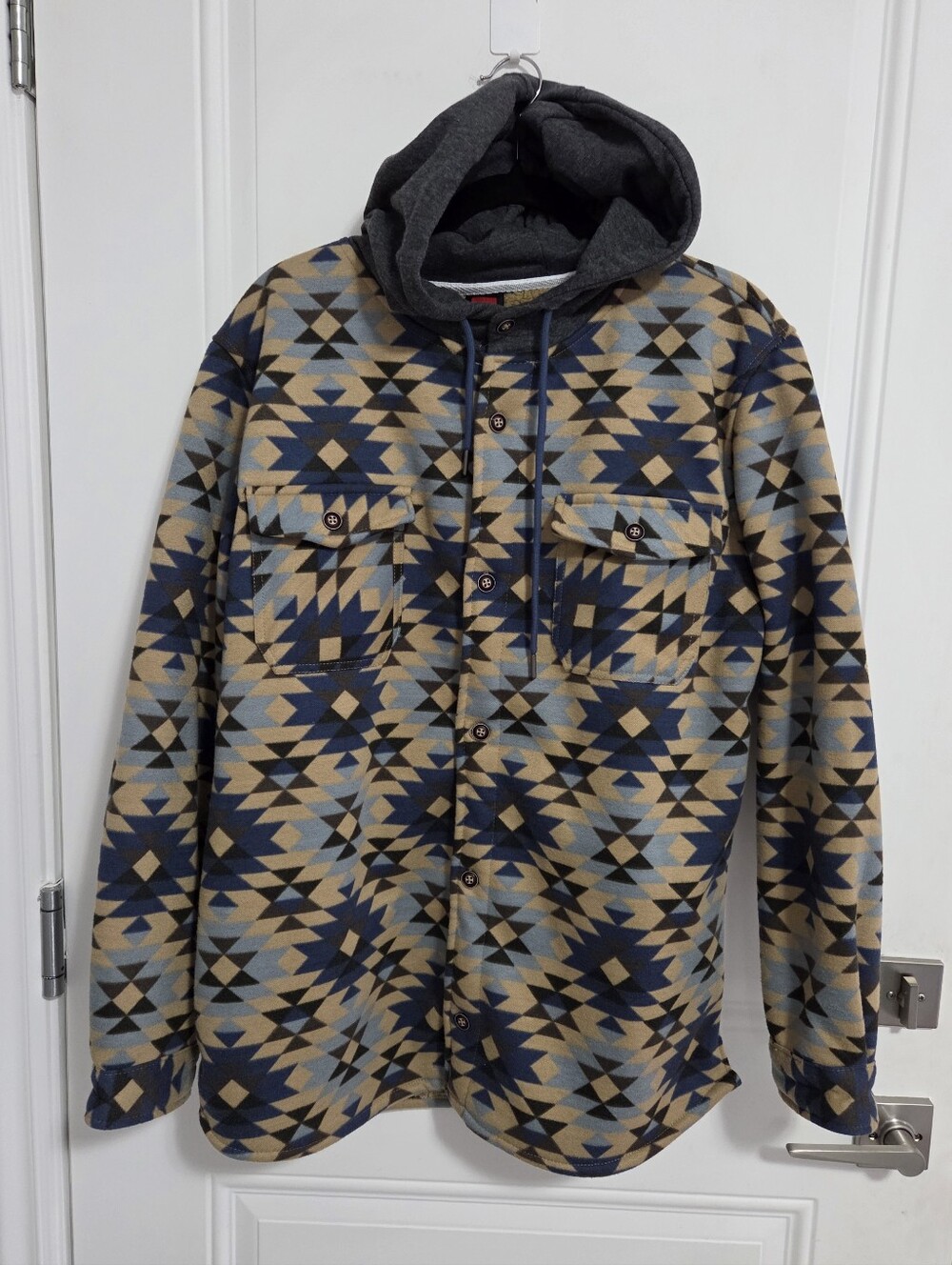 NWT - Quiksilver Men's Jacquard Print Flannel Jacket With Sherpa Lined - Size M